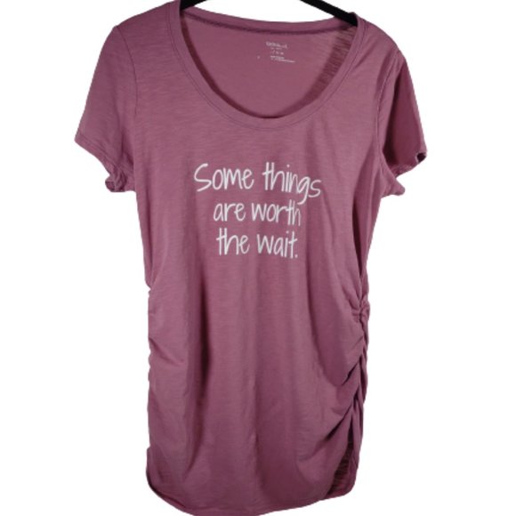 Motherhood Maternity Tops - Motherhood Maternity Pink T-shirt Medium Some Things Are Worth The Wait